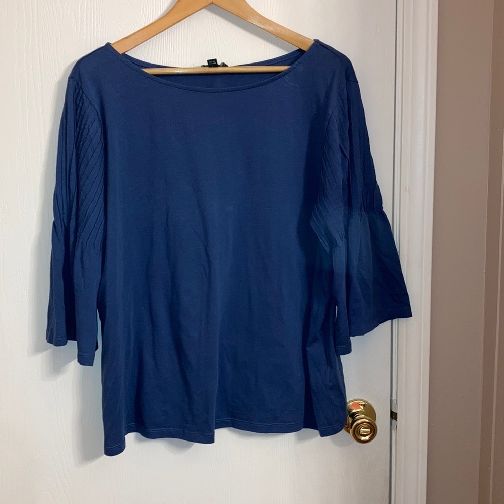 Blue top with wide bell sleeves